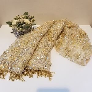 Vintage Elegant Sheer Gold Shawl